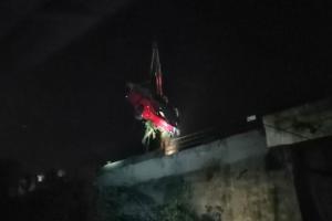 Politician's speeding car falls on railway tracks, halts services