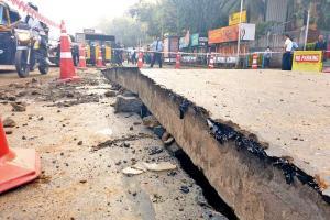 Mumbai: Entire slab of concrete road pops out in Goregaon
