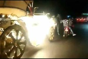 Man dramatically stops horses running lose in Pune