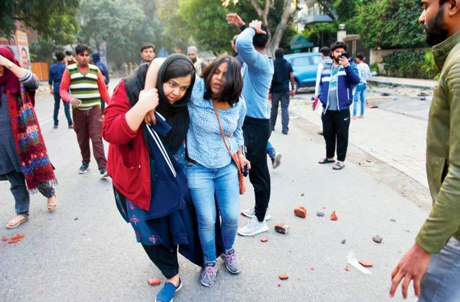 Cops lathi-charged the protesters, mostly Jamia students on Sunday