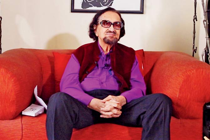 Thespian Alyque Padamsee at his home in Christmas Eve building off Warden Road, on an antique Kathiawadi jhoola gifted to his parents at their wedding. PIC COURTESY/ Raell Padamsee