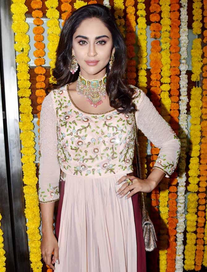 Krystle D'Souza was also seen at the naming ceremony of Ekta Kapoor's son Ravie Kapoor.