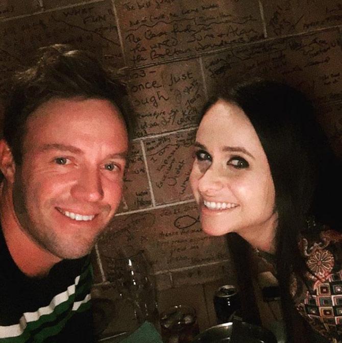 In pic: AB de Villiers at a dinner outing with his wife Danielle