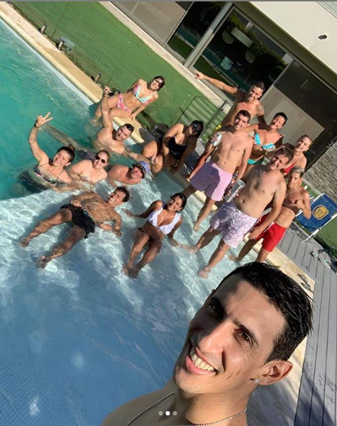 Angel Di Maria posted this picture from a day out with his friends by the pool, he wrote, 
