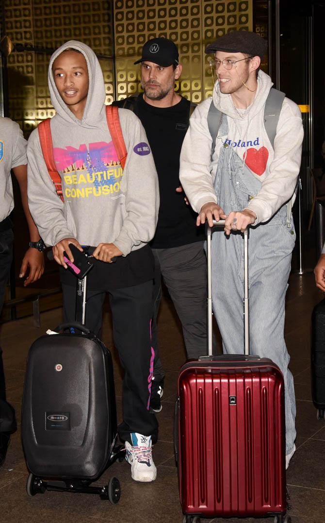 American rapper-actor Jaden Smith, son of Hollywood star Will Smith was clicked with American singer Harry Hudson at Mumbai Airport, as he arrived in India to perform as part of the multi-genre Vh1 Supersonic music festival in Pune. (Pictures/Yogen Shah and Satej Shinde)