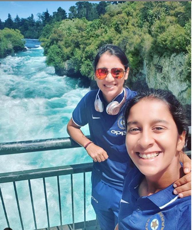 Smriti Mandhana is a left-handed opening batsman for the Indian national cricket team, she has played a major role in most of India's wins in the recent past.
In pic: Smriti Mandhana posted this picture of a day out with fellow Indian cricketer Jemimah Rodrigues in New Zealand. She wrote, 
