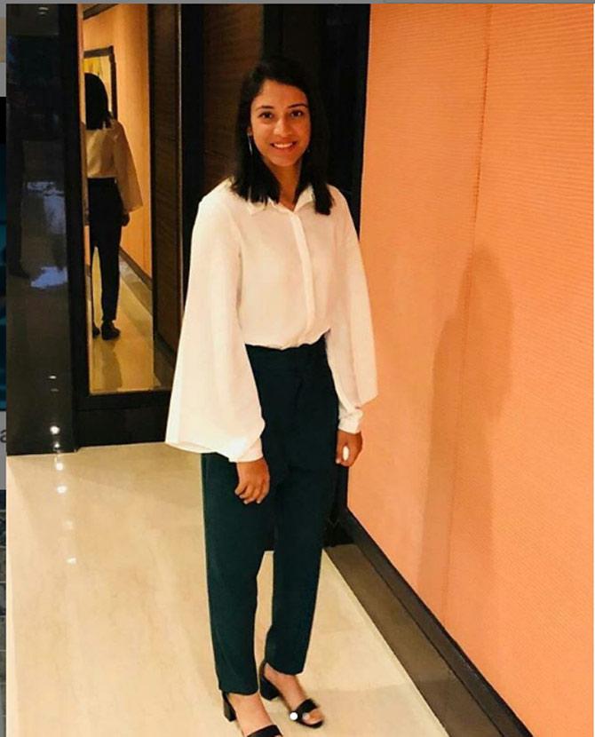 Smriti Mandhana was born to parents Smita and Shrinivas Mandhana in Mumbai. After a couple of years, her family moved to Sangli in Maharashtra.
In pic: Smriti Mandhana posted this throwback picture from an event and wrote, 