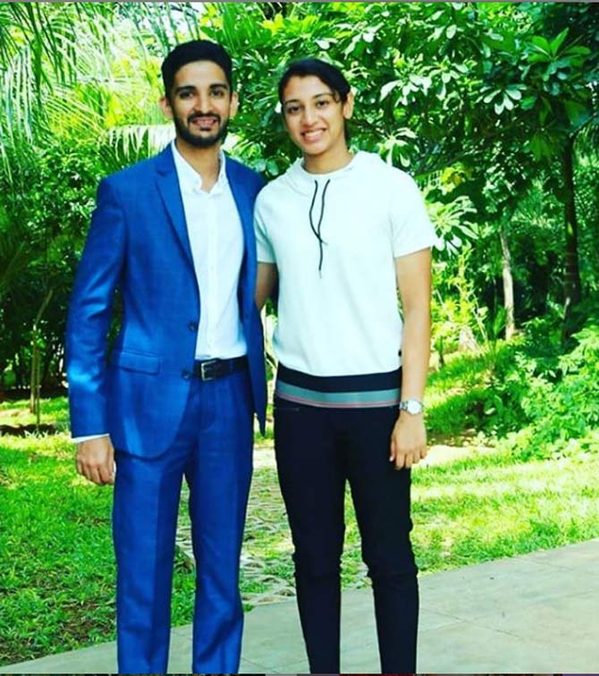 Smriti Mandhana was inspired to take up cricket after seeing her brother play in Under-16 tournaments.
In pic: Smriti Mandhana posted this picture with her brother and captioned,