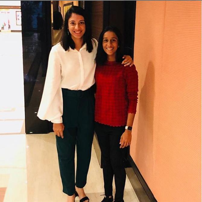 Jemimah Rodrigues, born on September 5, 2000, has also played hockey for the U-17 Maharashtra team.
In pic: Jemimah Rodrigues posted this picture with Smriti Mandhana and wrote, 