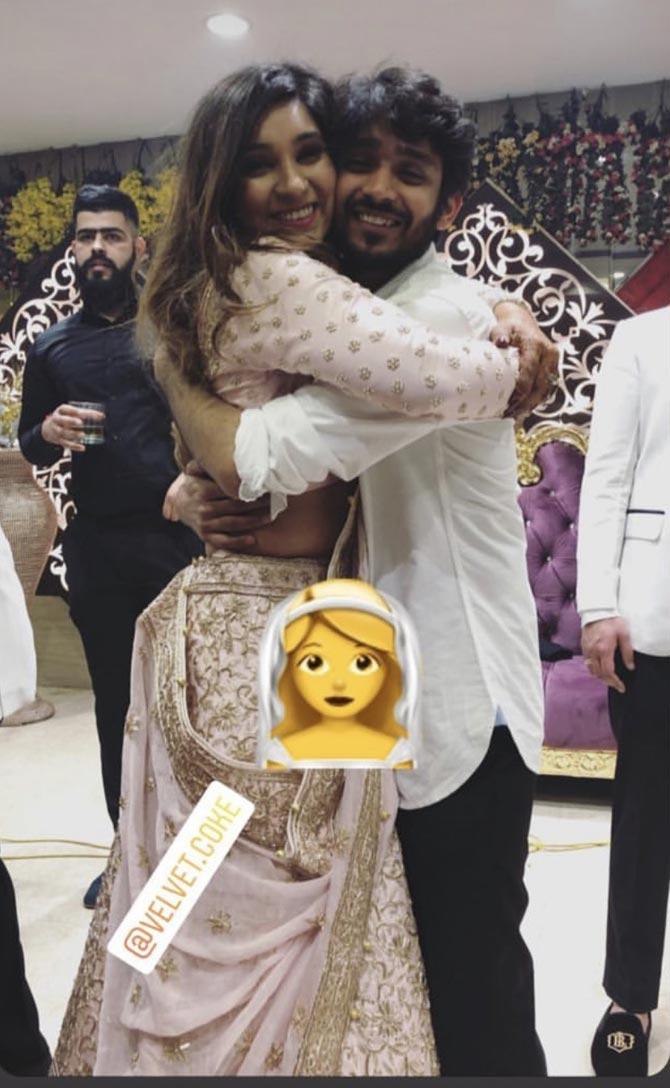 Saachi Marwah shared this picture on her Instagram, where she is seen hugging one of her close friends during her wedding to Nitish Rana.