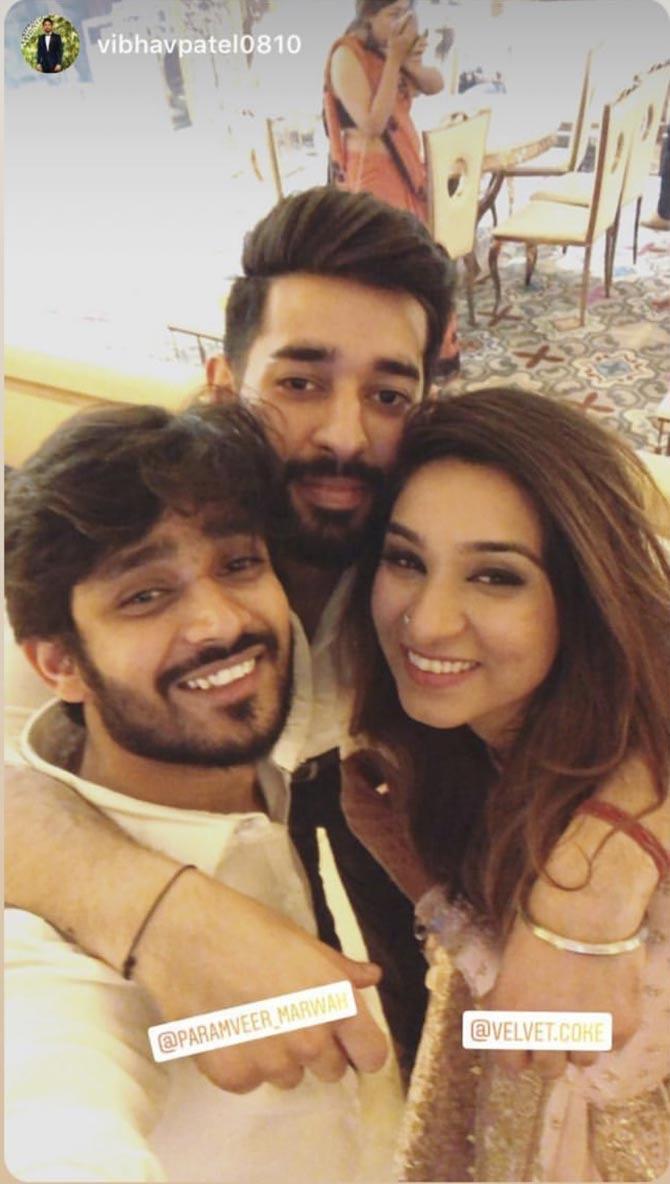 Saachi Marwah's friend Vibhav shared this picture on Instagram of himself with the bride and another friend during Saachi Marwah and Nitish Rana's wedding.