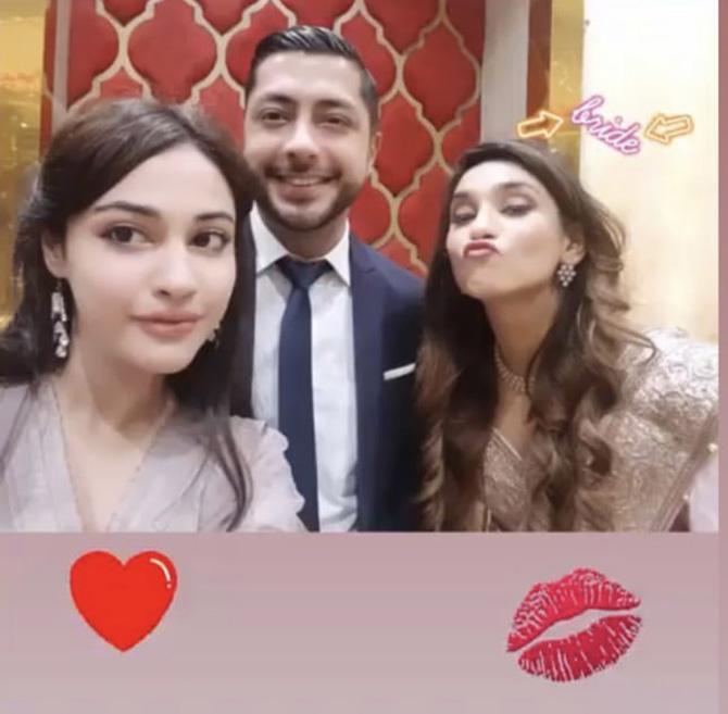 Saachi Marwah's friend posted this picture from Nitish Rana and Saachi Marwah's wedding cocktail party.