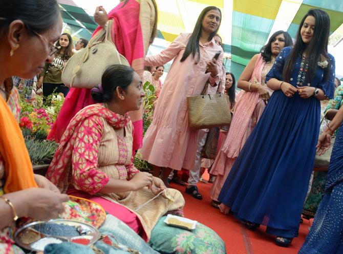 Amruta Fadnavis and Urvashi Rautela were impressed with the variety of bonsai trees that were displayed at the exhibition.