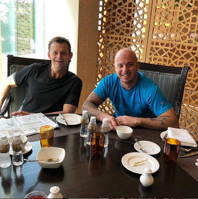 Herschelle Gibbs is among only ten esteemed cricketers to score hundreds in 3 consecutive innings.
Herschelle Gibbs posted this picture when he caught up with former Australian wicketkeeper-batsman Adam Gilchrist.