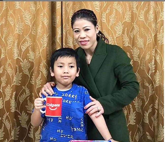 Mary Kom posted this picture with her son and wrote, 