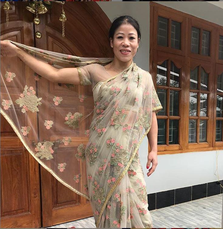 Mary Kom posted this picture in a beautiful sari and wrote, 