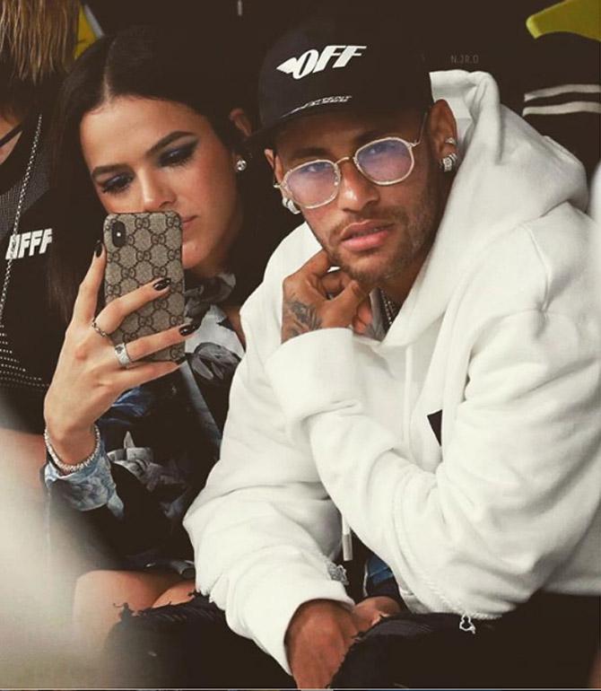 Neymar made his professional debut in football at age 17 when he played for Santos.
Neymar posted this picture of himself with his ex-girlfriend Bruna Marquezine at the Paris Fashion Week.