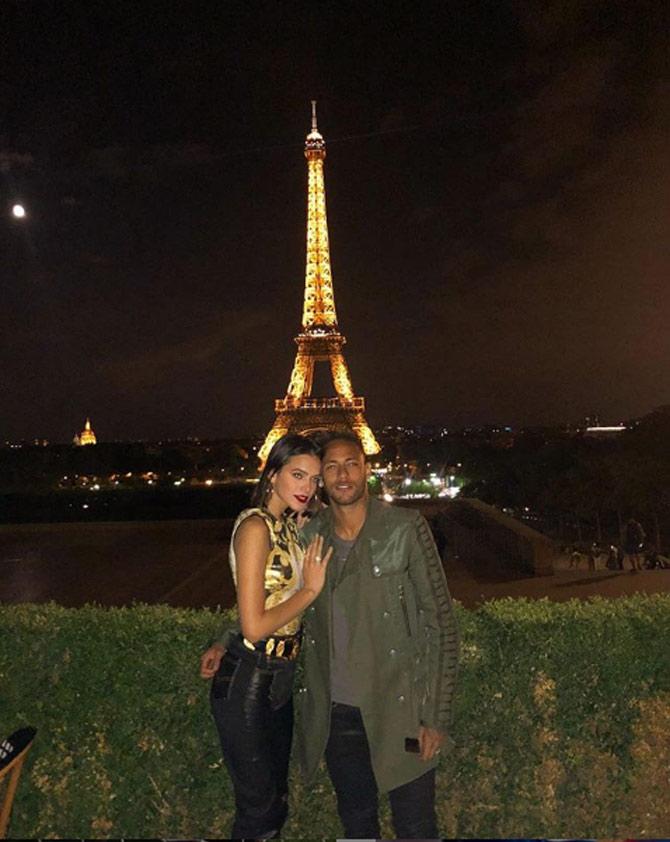 Neymar has played for football clubs Santos, Barcelona and now Paris Saint Germain
Neymar posted this picture with ex-girlfriend Bruna and captioned, 