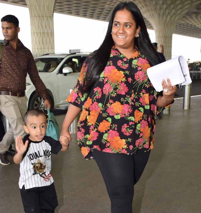 Arpita Khan Sharma along with son Ahil Sharma was also spotted at the Mumbai airport. Aayush Sharma's social media updates are quite the rage on the internet. But of all that he posts online, it's his posts and tweets with his son Ahil that are sure to go viral. Aayush is a private person and reserves his affection for the private moments he has with his son. But, at times we are guessing its too hard to resist. Be it the video that Arpita sent him from the U.S that made him leave everything and rush to have Ahil in his arms, or the absolutely cute twining photos he has been posting from New York, it's quite clear that the two are inseparable when together.