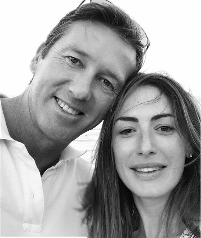 Glenn McGrath posted this picture with his wife after a long time away from her. He wrote, 