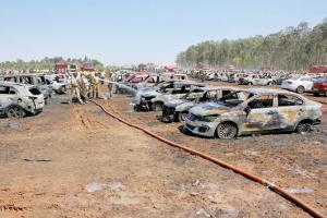 300 vehicles gutted in fire near Aero India show venue in Bangalore