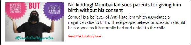 No kidding! Mumbai lad sues parents for giving him birth without his consent