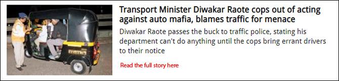 Transport Minister Diwakar Raote cops out of acting against auto mafia, blames traffic for menace