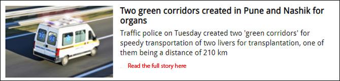 Two green corridors created in Pune and Nashik for organs