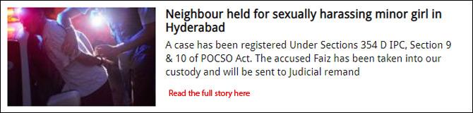 Neighbour held for sexually harassing minor girl in Hyderabad