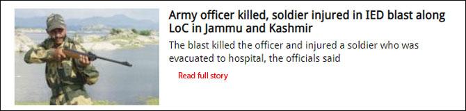 Army officer killed, soldier injured in IED blast along LoC in Jammu and Kashmir