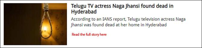Telugu TV actress Naga Jhansi found dead in Hyderabad