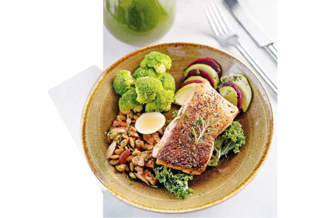 Norwegian salmon steak superfood bowl