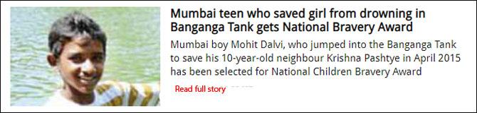 Mumbai teen who saved girl from drowning in Banganga Tank gets National Bravery Award