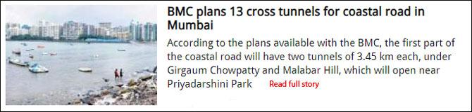 BMC plans 13 cross tunnels for coastal road in Mumbai