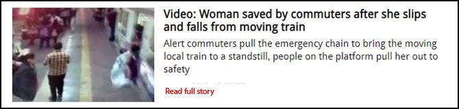 Video: Woman saved by commuters after she slips and falls from moving train
