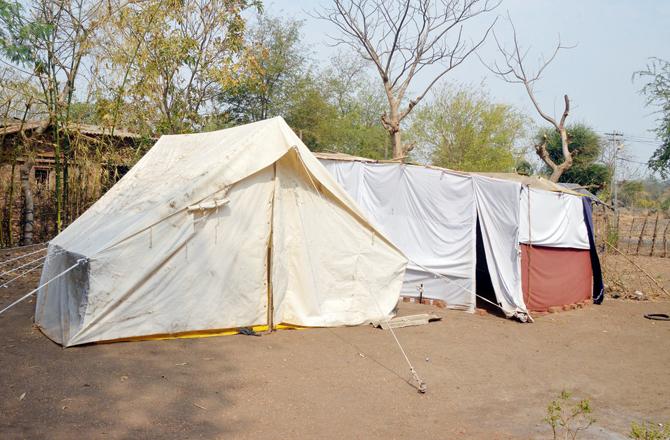 Each pada in the 17 affected villages has been given a tent. While the pada has nearly 300 residents, the tent can barely accommodate 10 persons