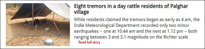 Eight tremors in a day rattle residents of Palghar village