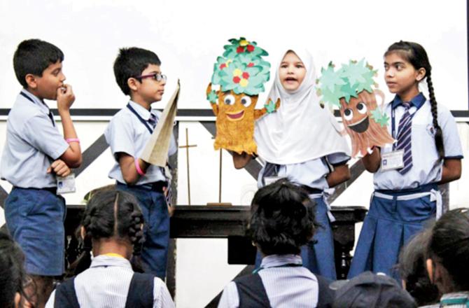 A puppet show in progress