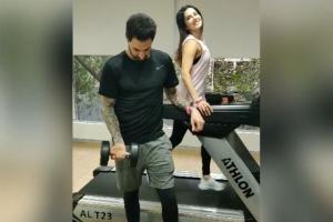 Watch Video: Sunny Leone handcuffs Daniel Weber while in the gym