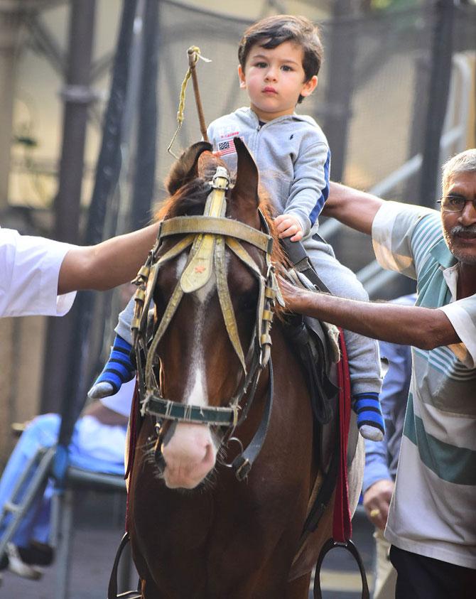 Taimur riding a horse