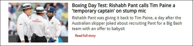 Boxing Day Test: Rishabh Pant calls Tim Paine a 