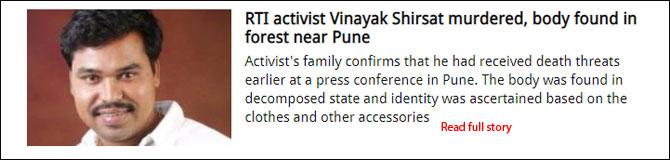 RTI activist Vinayak Shirsat murdered, body found in forest near Pune