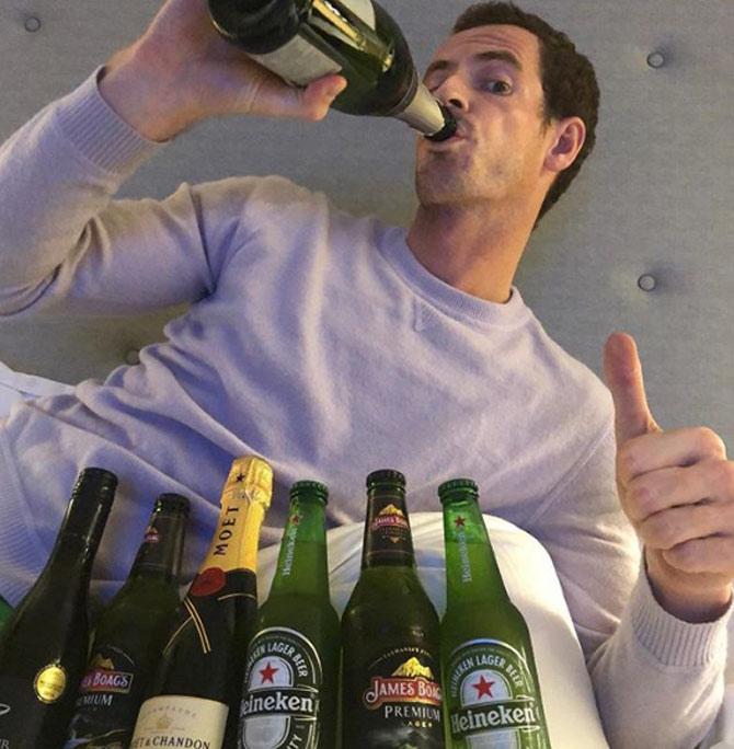Andy Murray posted this picture of a beer party on New Year's Eve, He wrote, 'celebrating the end of 2018. What a shit year that was!'