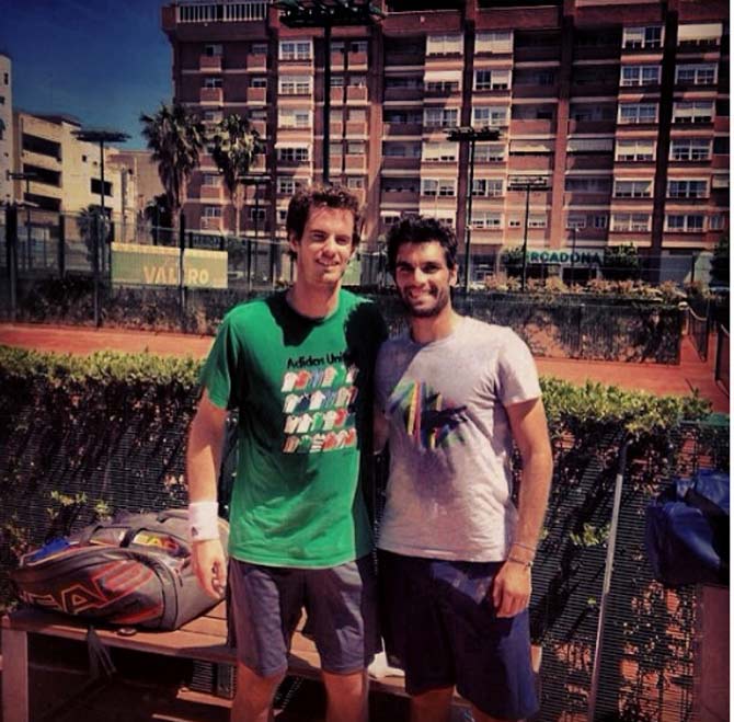 Andy Murray's career record is 673–196 with a winning percentage of 77.4.
In picture: Andy Murray with a friend