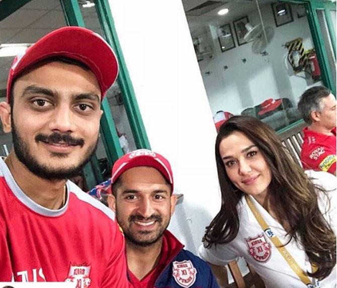 Axar Patel made his debut for the Indian ODI team in 2014 when he played against Bangladesh at the Sher-eBangla stadium.
In pic: Axar Patel posted this picture of himself with Preity Zinta and cricketer Mohit Sharma during IPL