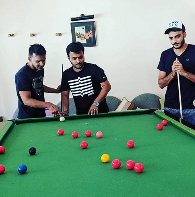 Axar Patel is a big fan of snooker and that is evident in this picture, which he posted of himself with his friends