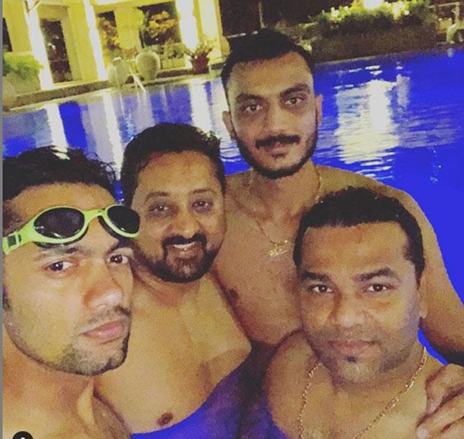 Axar Patel is seen here enjoying the swimming pool with his friends, he captioned, 