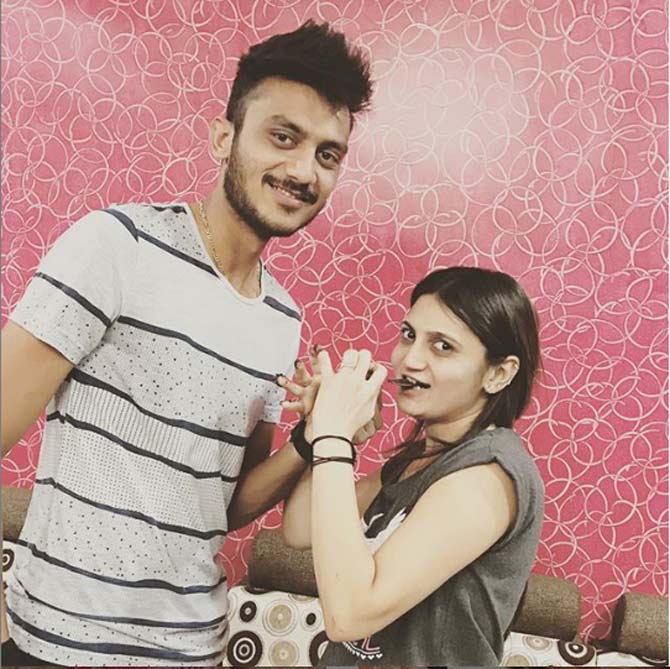 Axar Patel posted this picture on his sister's birthday, 