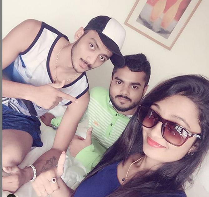 Axar Patel seen here chilling with his friends