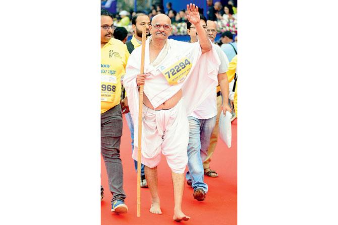 The Mahatma is a marathon runner too. Pic/Shadab Khan